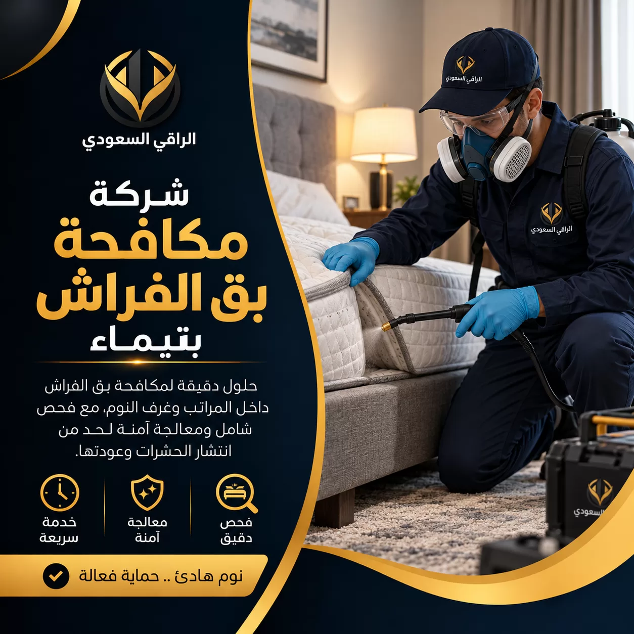 مكافحة بق الفراش بتيماء | الراقي السعودي فني مكافحة بق الفراش بتيماء يعالج السرير بالمبيدات للحد من انتشار الحشرات المنزل